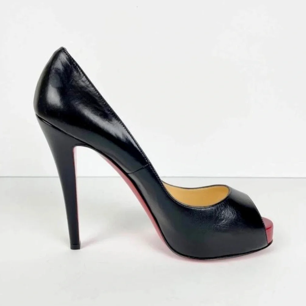 Christian Louboutin Very Prive 120mm Platform heel EU38 Black Kid leather.